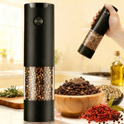 Electric Salt and Pepper Grinder Mill – One-Button Auto Seasoning Grinder with Adjustable Coarseness