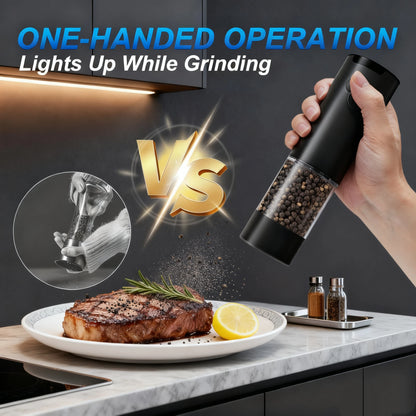 Electric Salt and Pepper Grinder Mill – One-Button Auto Seasoning Grinder with Adjustable Coarseness