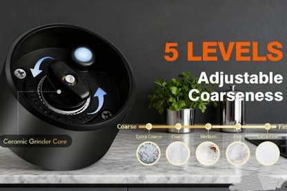 Electric Salt and Pepper Grinder Mill – One-Button Auto Seasoning Grinder with Adjustable Coarseness