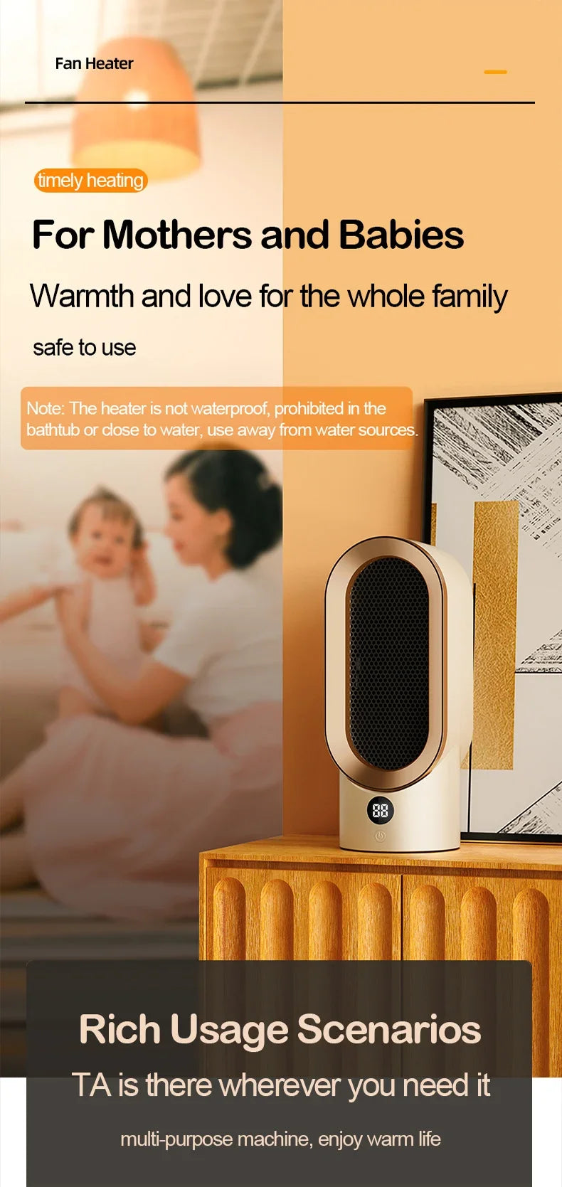 Hot selling warm air blower, office desktop heater, ceramic PTC household electric heater, small quick heating