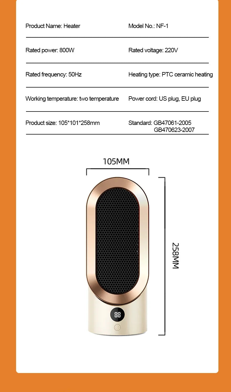 Hot selling warm air blower, office desktop heater, ceramic PTC household electric heater, small quick heating