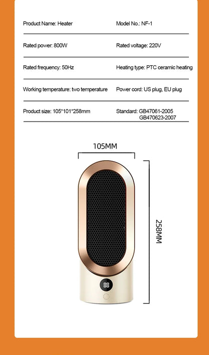 Hot selling warm air blower, office desktop heater, ceramic PTC household electric heater, small quick heating